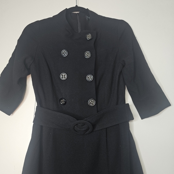 Dara Lamb Haute de Gamme Double Breasted Blazer Dress w/ Belt Black Size Small - Picture 3 of 12